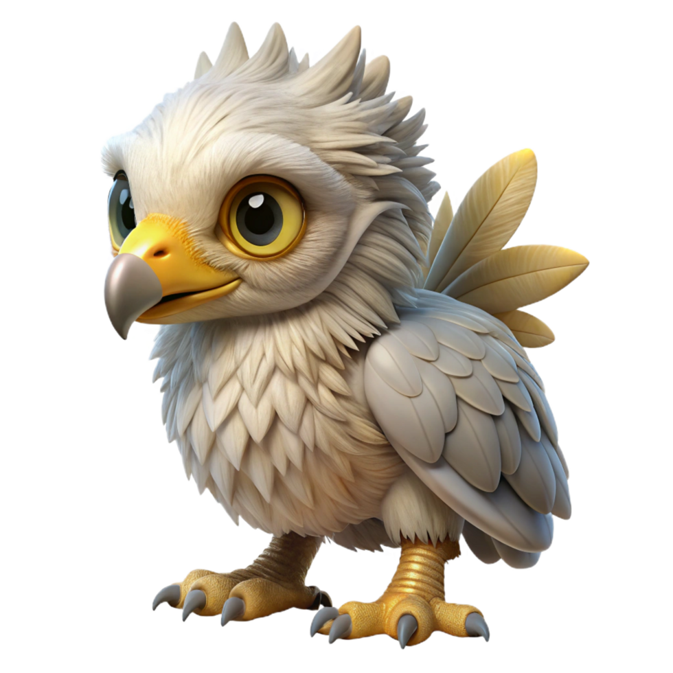 dazzling organic A majestic griffon hatchling with downy feathers. NO BACKGROUND with Transparent Background. museum quality png