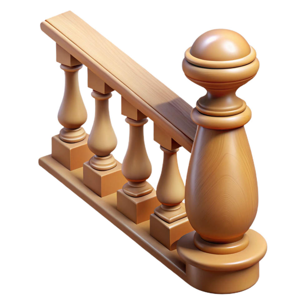 dazzling timeless Baluster, staircase railing, turned wood. NO BACKGROUND with Transparent Background. png
