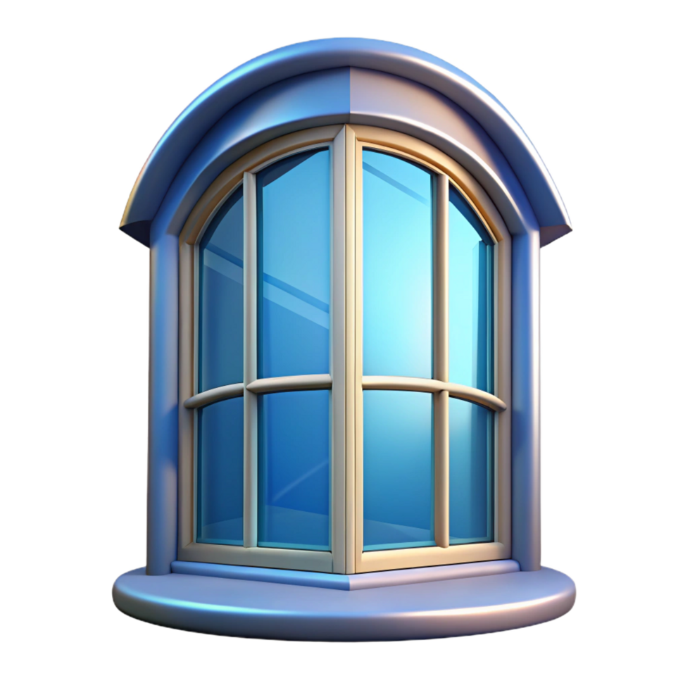 calm pristine Bay window, projecting window, curved glass. NO BACKGROUND with Transparent Background. 8K png