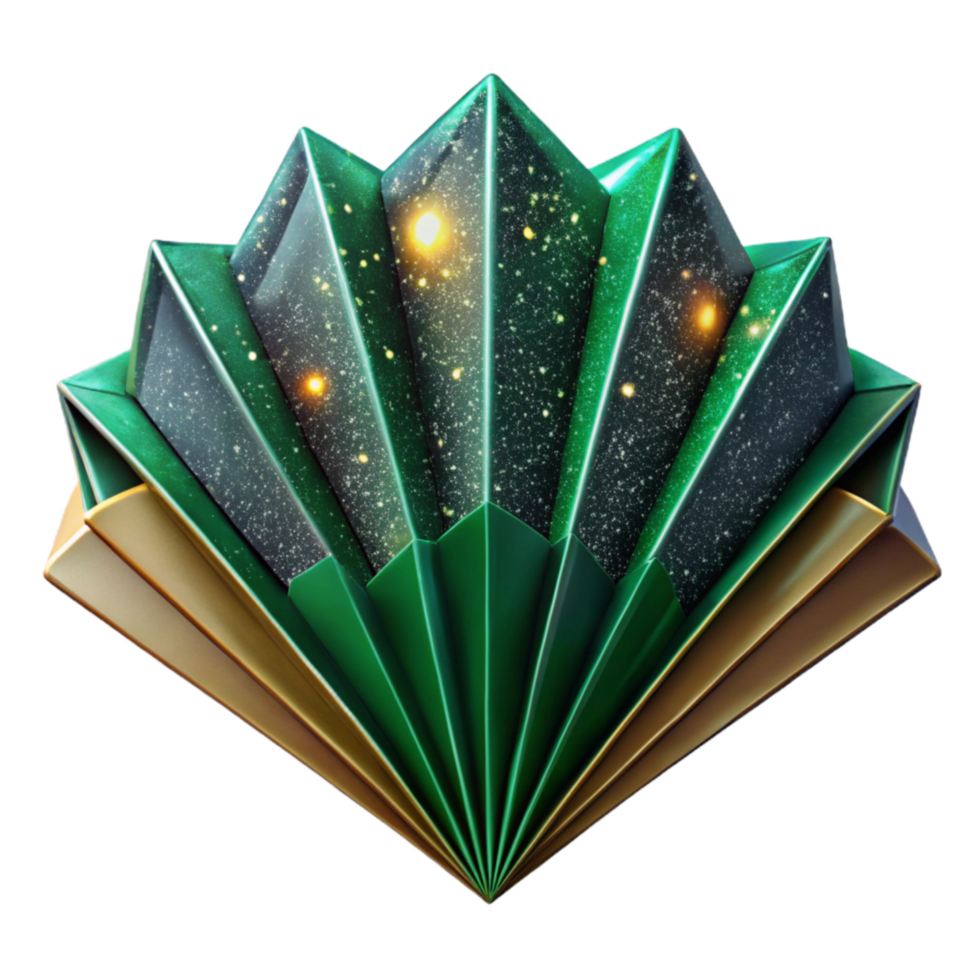 wonderful abstract Green Paper Fan Folded Cutout genuine png