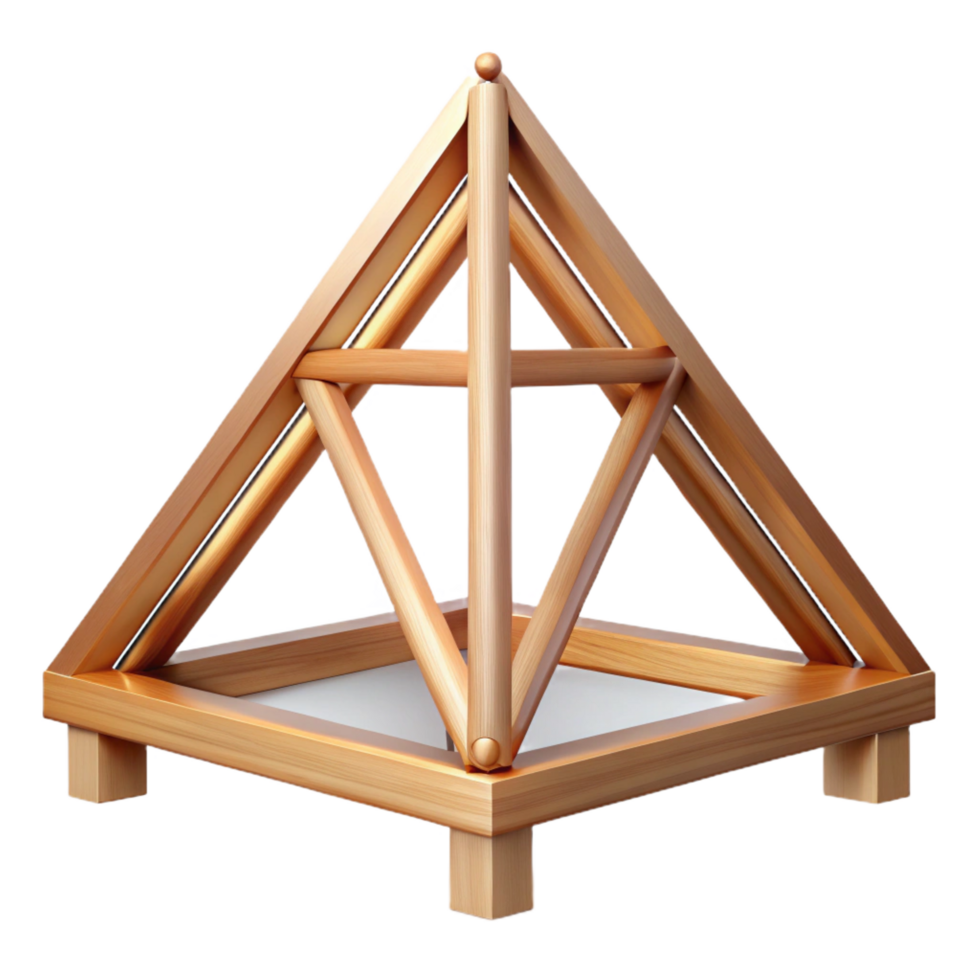 dazzling dynamic impressionist Wooden truss, roof support, triangular framework. NO BACKGROUND with Transparent Background. museum quality png