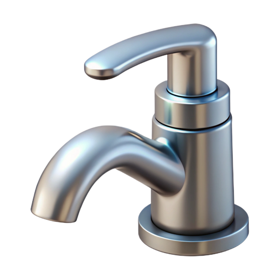 beautiful signature Modern faucet, minimalist design, chrome finish. NO BACKGROUND with Transparent Background. png