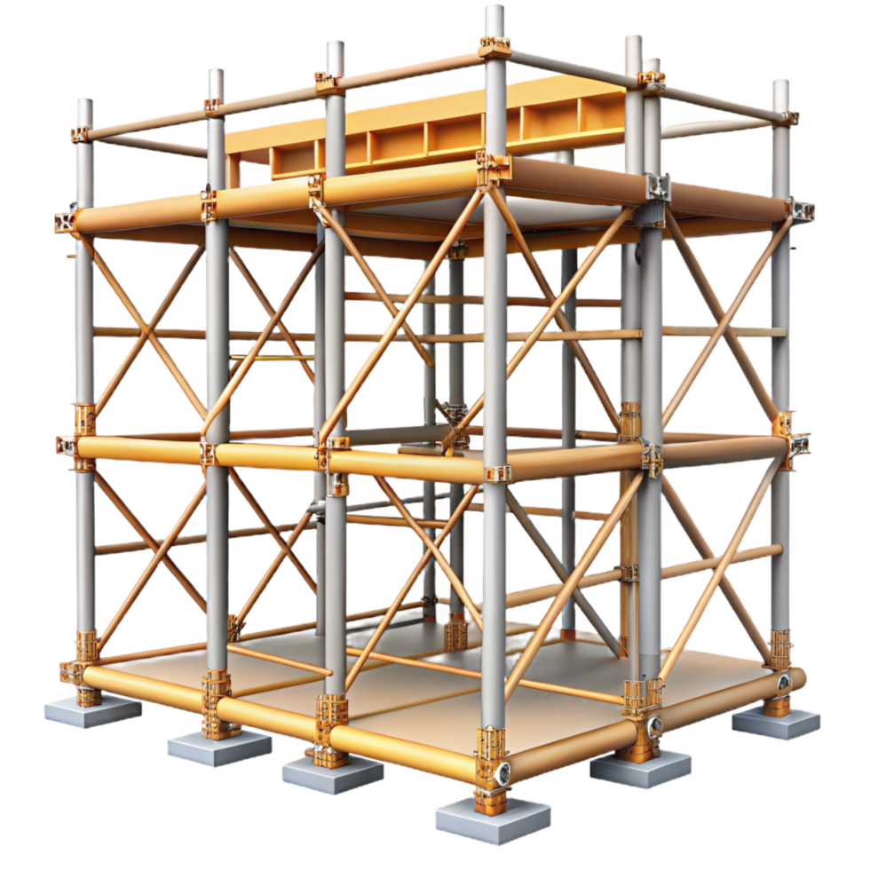 alluring whimsical avant-garde Scaffolding, temporary structure, construction support. NO BACKGROUND with Transparent Background. museum quality png