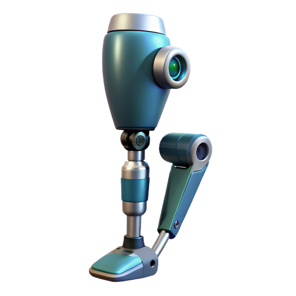 dazzling baroque Advanced robotic prosthetic leg with hydraulic pistons, NO BACKGROUND with Transparent Background. professional png