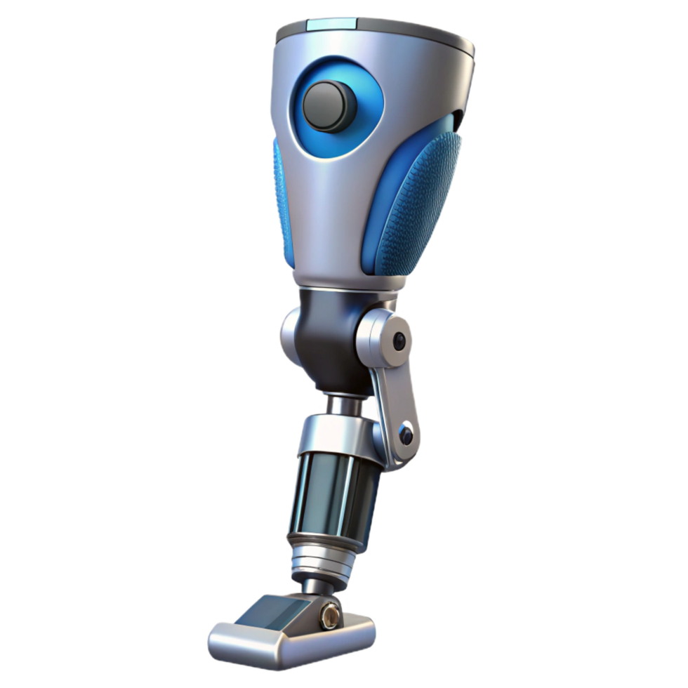 elegant classic Advanced robotic prosthetic leg with hydraulic pistons, NO BACKGROUND with Transparent Background. masterfully captured png