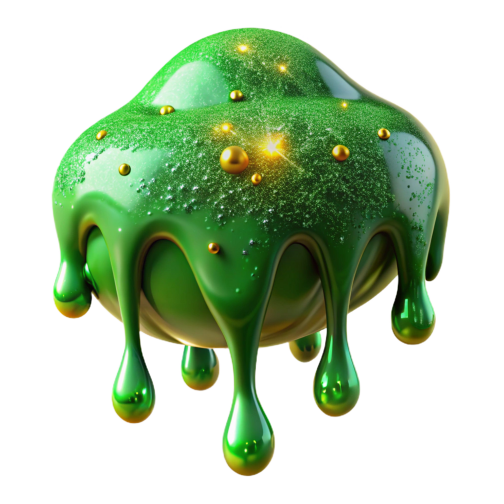 elegant traditional Green Slime Dripping Down Slowly Transparent premium png
