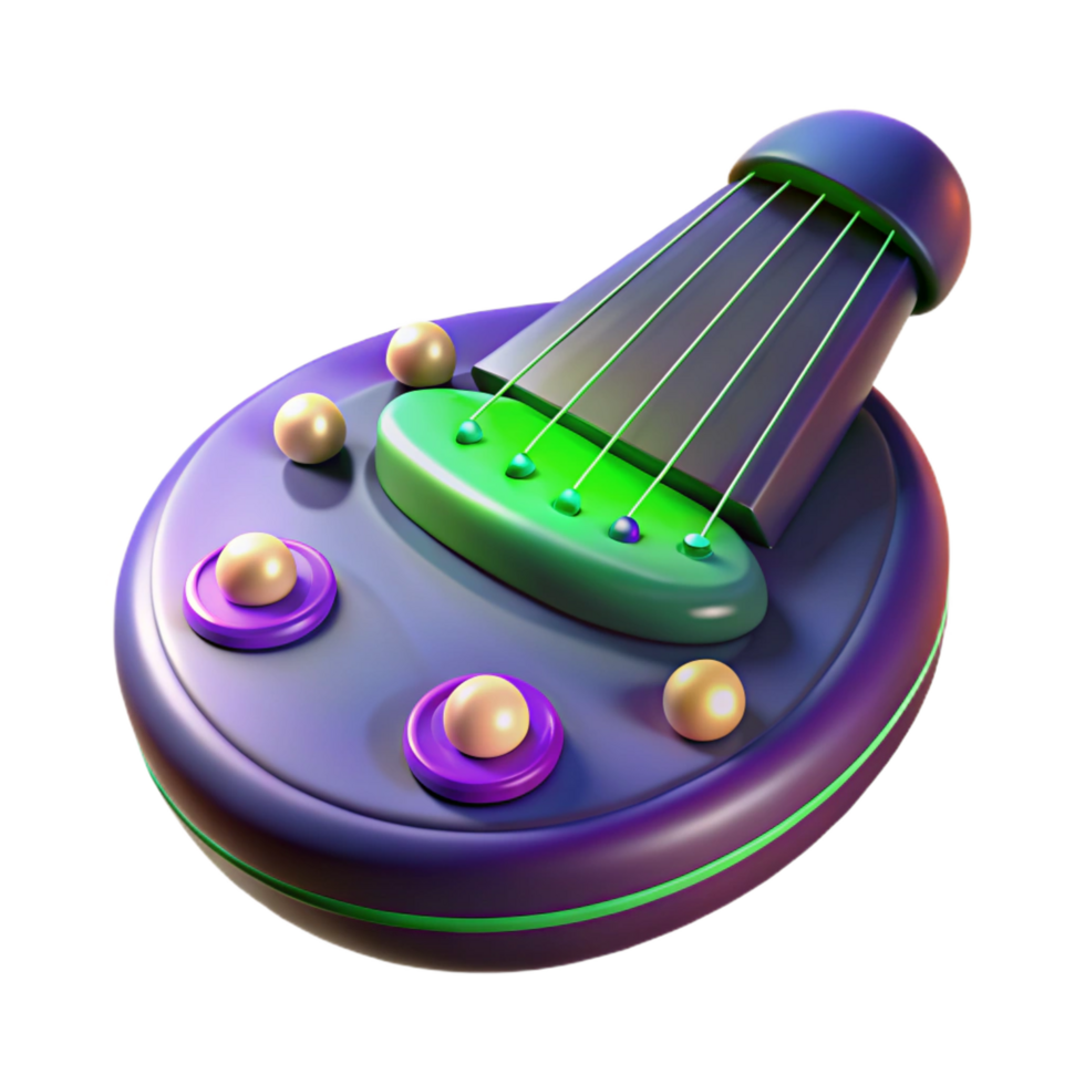 dramatic elegant Alien musical instrument with glowing strings, NO BACKGROUND with Transparent Background. handcrafted png