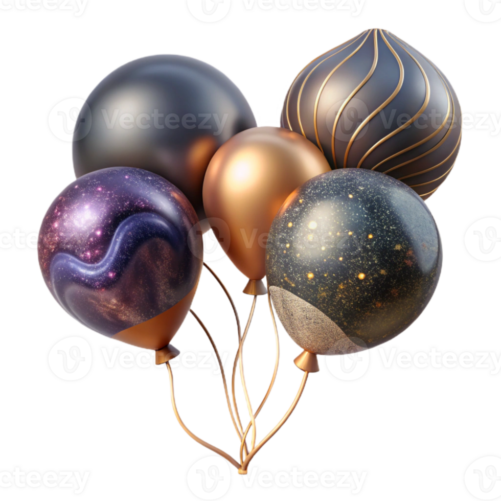 stunning abstract Group of Balloons with String Shadows Cutout high resolution png