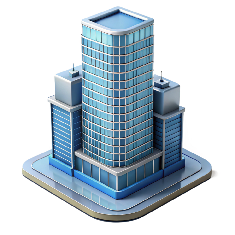 calm extraordinary Modern skyscraper architectural model NO BACKGROUND with Transparent Background. top-tier png