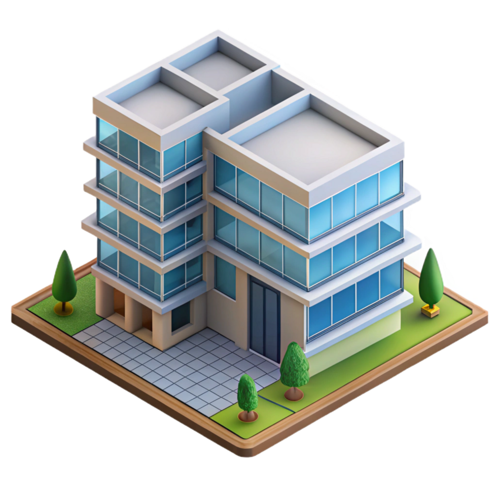 dynamic glorious Isometric view of a luxury apartment building NO BACKGROUND with Transparent Background. luxury png