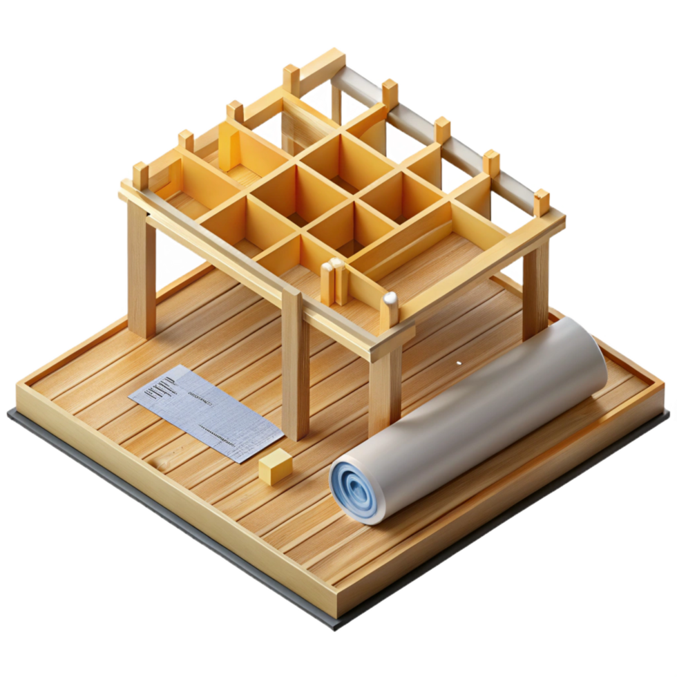 alluring traditional Construction plan for a wooden floor joist NO BACKGROUND with Transparent Background. museum quality png