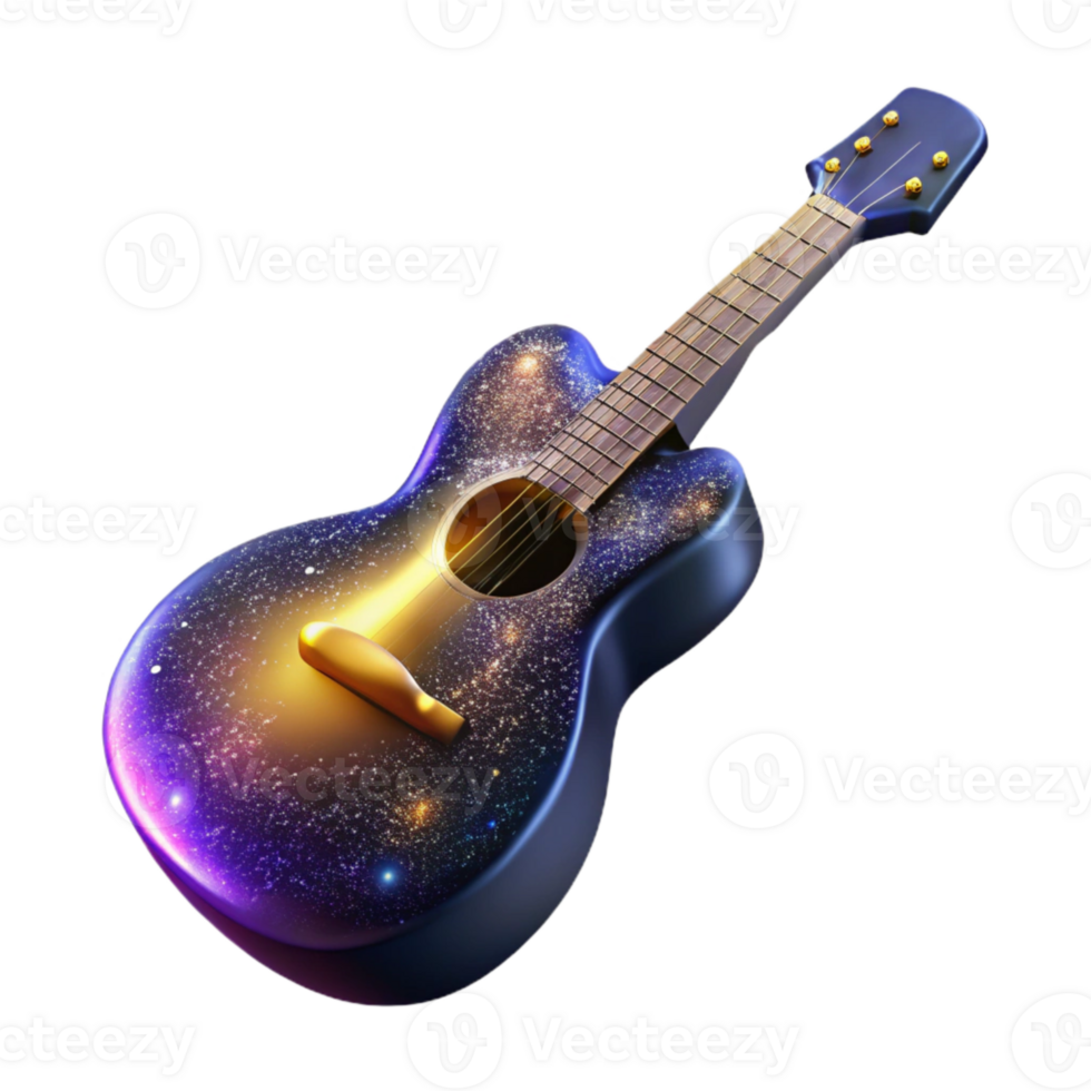 wonderful artistic Guitar with Defined Shadow Isolated high quality png