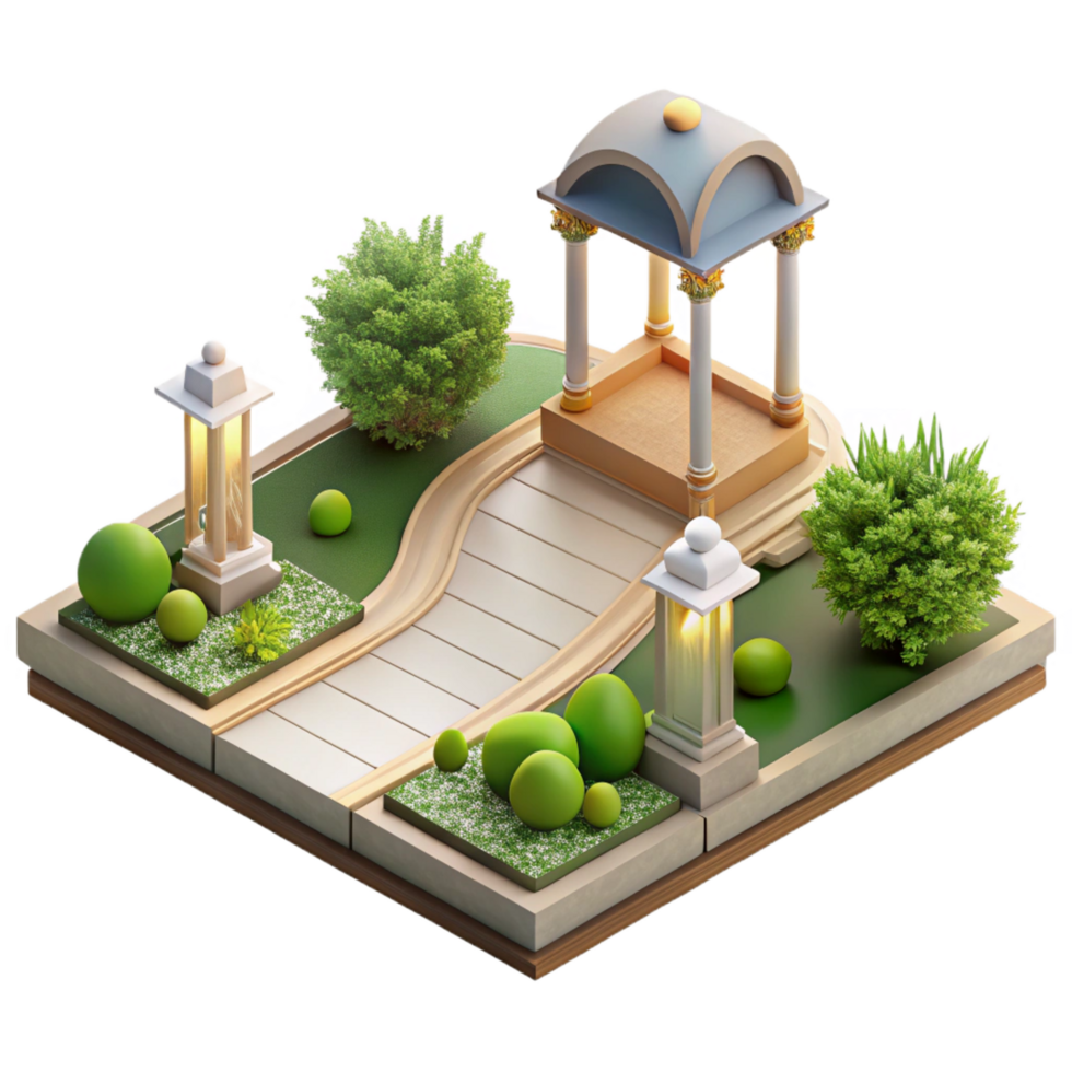 breathtaking notable Architectural sketch of a garden path NO BACKGROUND with Transparent Background. png