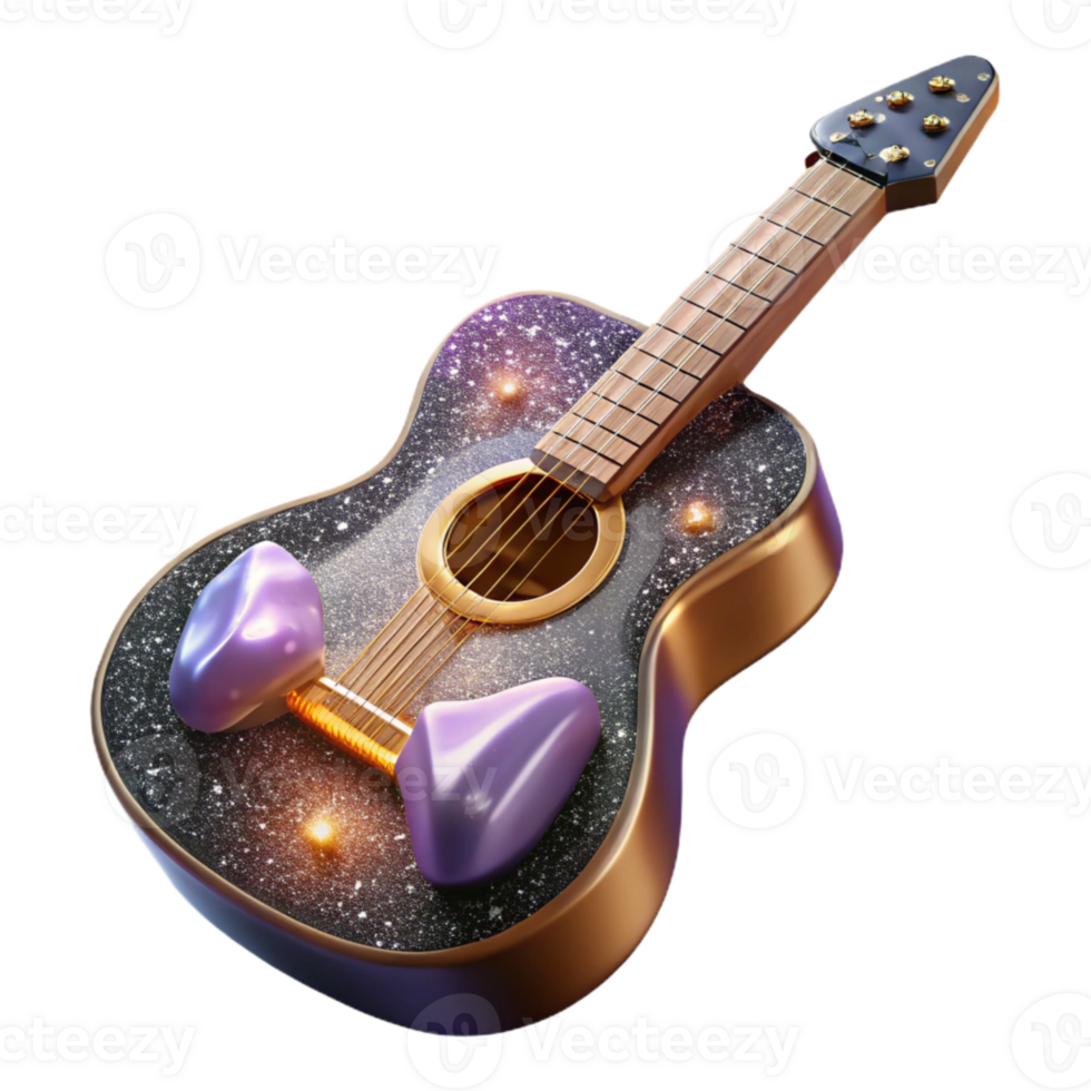 stunning classic Guitar Front Angle Transparent Background authentic png