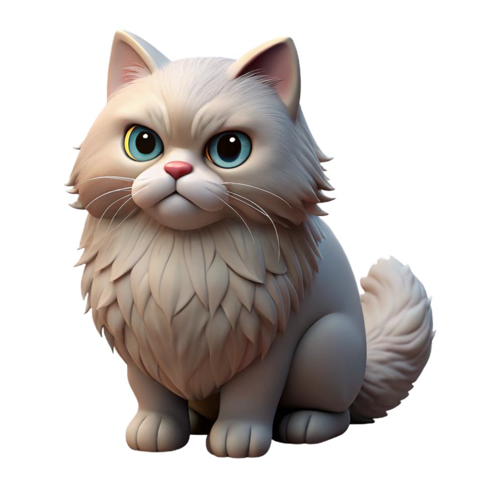 bold spectacular A grumpy Persian cat with fluffy fur, NO BACKGROUND with Transparent Background. genuine png