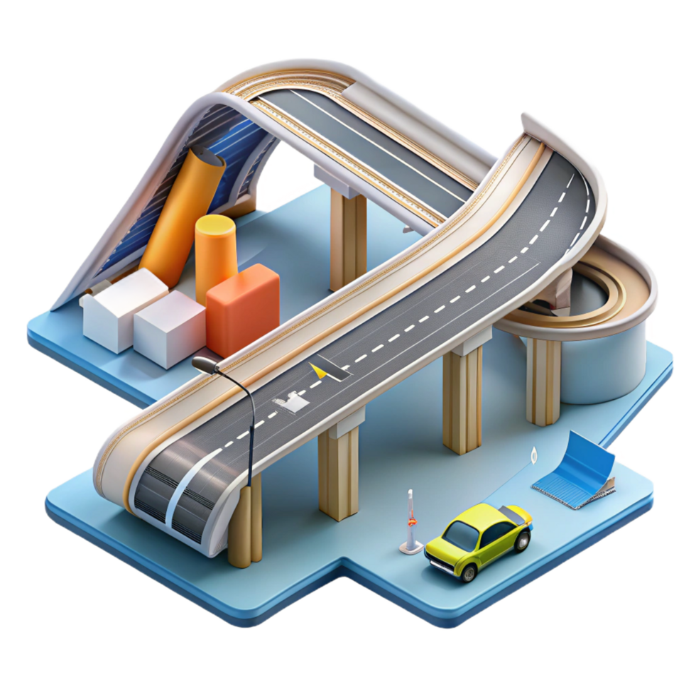 coveted impressionist Construction plan for a highway overpass NO BACKGROUND with Transparent Background. masterfully captured png