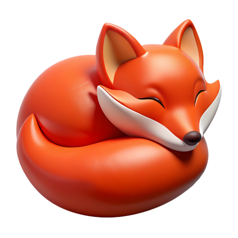dramatic exquisite A resting red fox, curled up, NO BACKGROUND with Transparent Background. genuine png