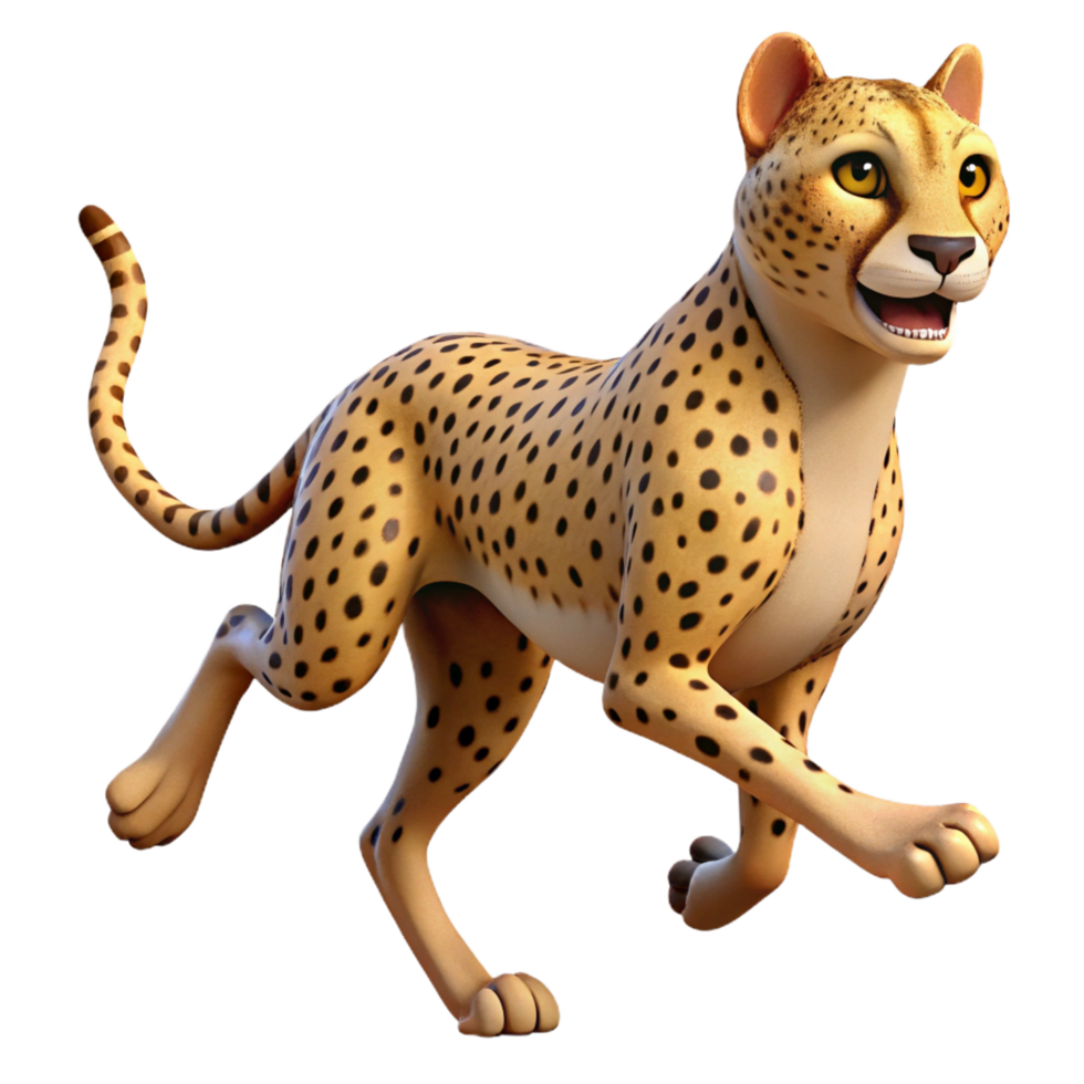 beautiful avant-garde A running cheetah in mid-stride, NO BACKGROUND with Transparent Background. premium png