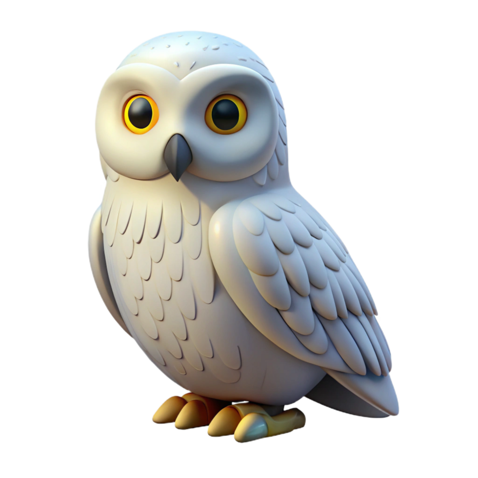 elegant acclaimed A perched snowy owl, NO BACKGROUND with Transparent Background. png