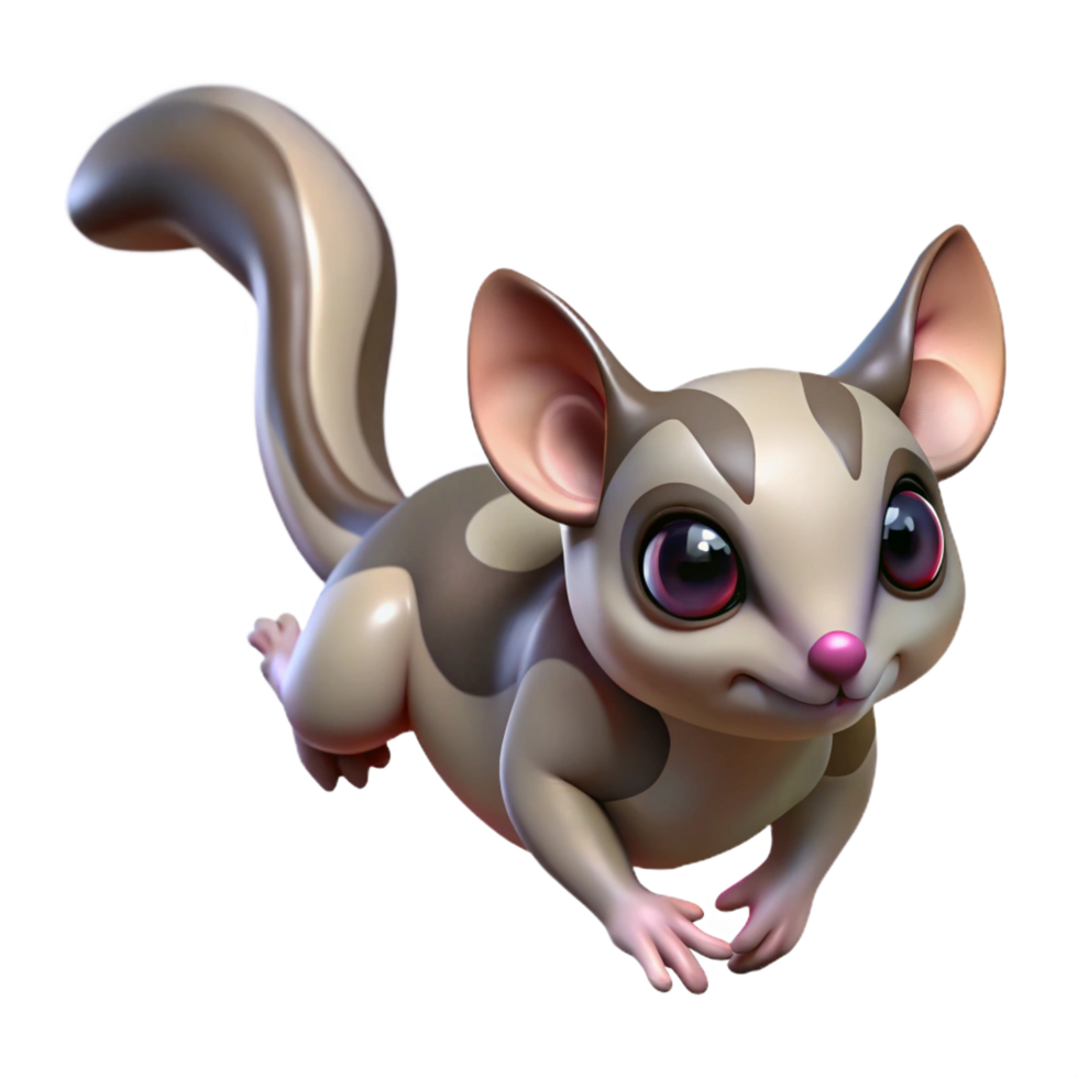 breathtaking contemporary A sugar glider gliding, NO BACKGROUND with Transparent Background. sharp png