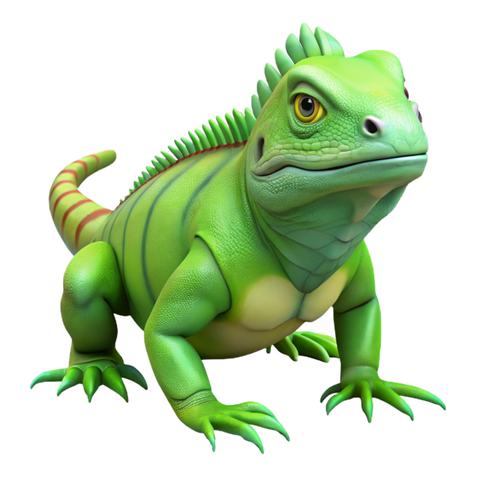 elegant futuristic A lizard, iguana, green, NO BACKGROUND with Transparent Background. handcrafted png