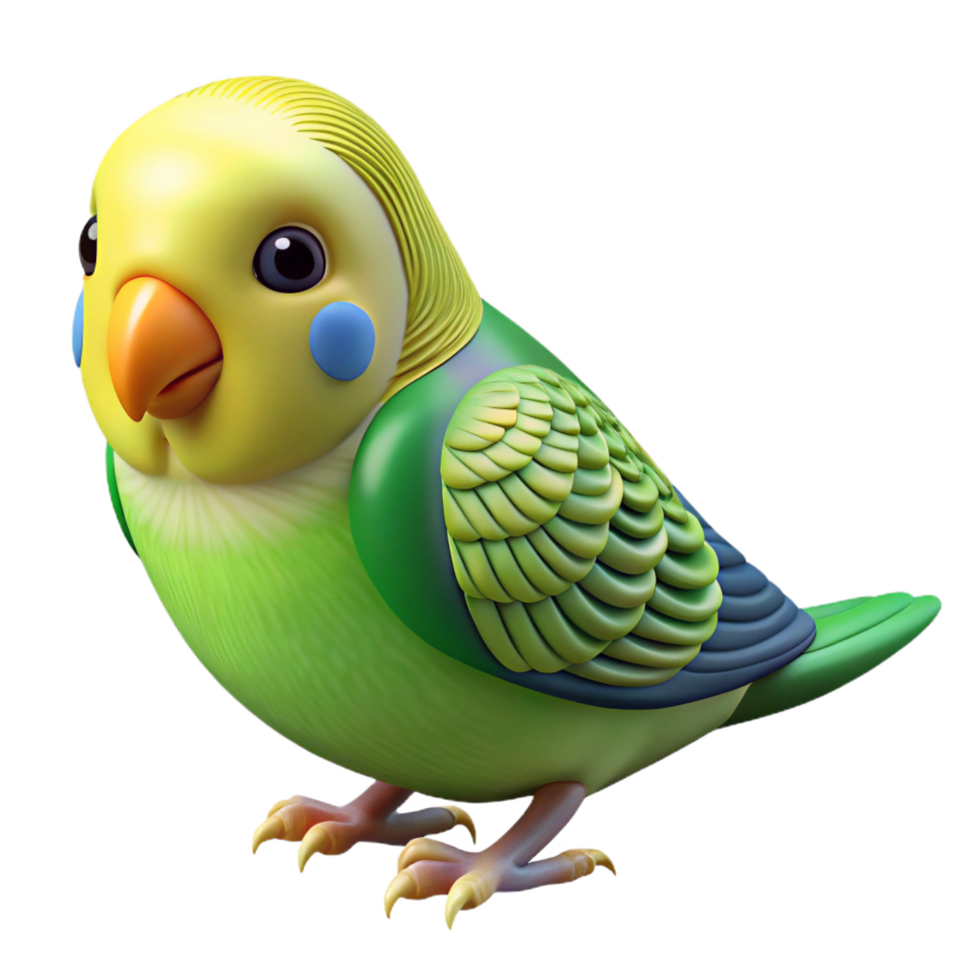 distinctive victorian A budgerigar, green and yellow, NO BACKGROUND with Transparent Background. 4K png