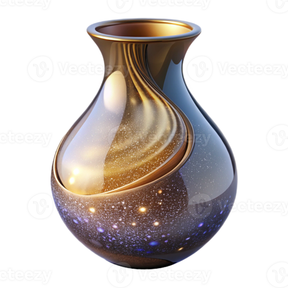 elegant classic Handblown Glass Vase Transparent Element with Curved Shape professional png