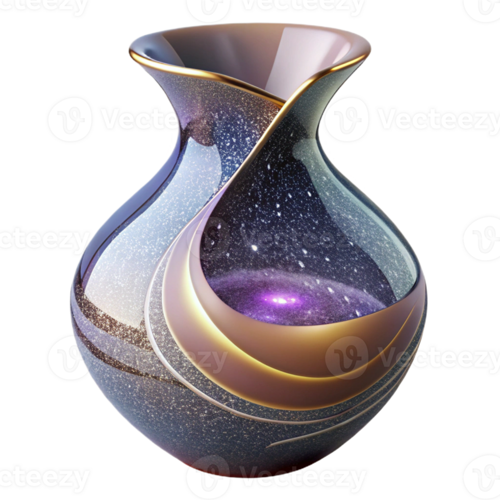 vibrant minimalist Handblown Glass Vase Transparent Element with Curved Shape detailed png