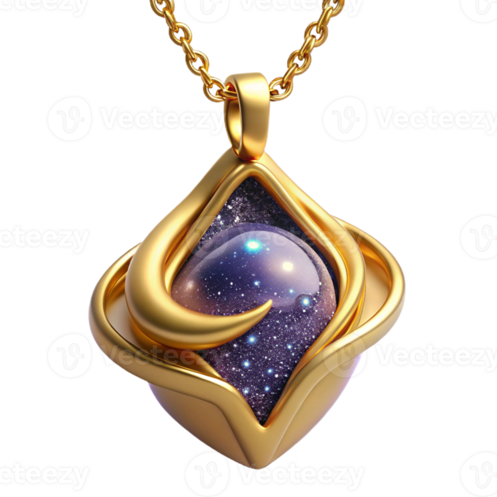 impressive abstract Handcrafted Gold Pendant Delicate Chain Isolated Element authentic png