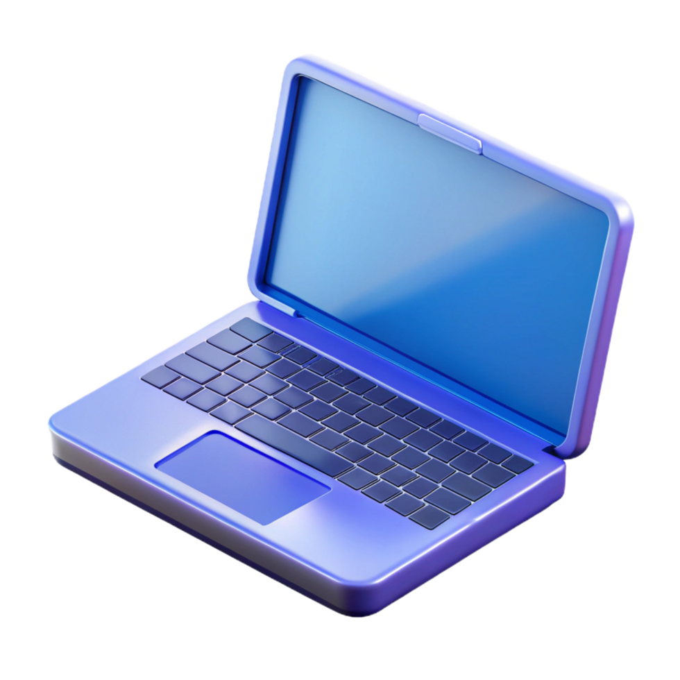 distinctive rustic Laptop computer with open lid NO BACKGROUND with Transparent Background. museum quality png