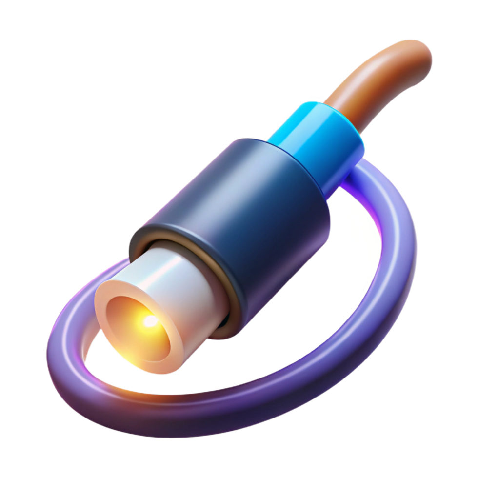 cativante inesquecível fibra ótico cabo com brilhando fim não fundo com transparente fundo. png