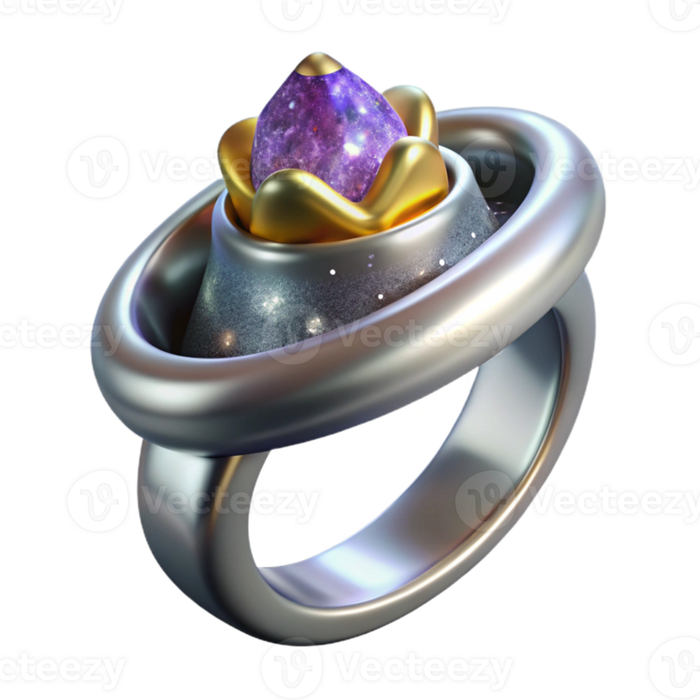 dramatic modern Handcrafted Silver Ring Simple Design Isolated Element authentic png