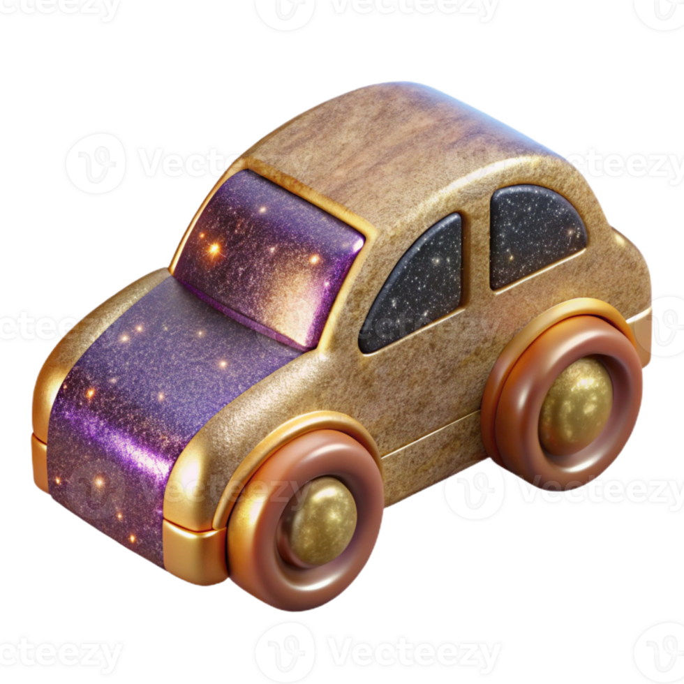 magnificent traditional Handcrafted Wooden Toy Car Side View Isolated premium png