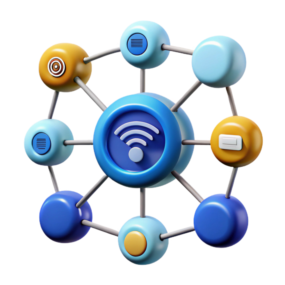 enchanting dramatic art deco Internet of Things network diagram NO BACKGROUND with Transparent Background. original png