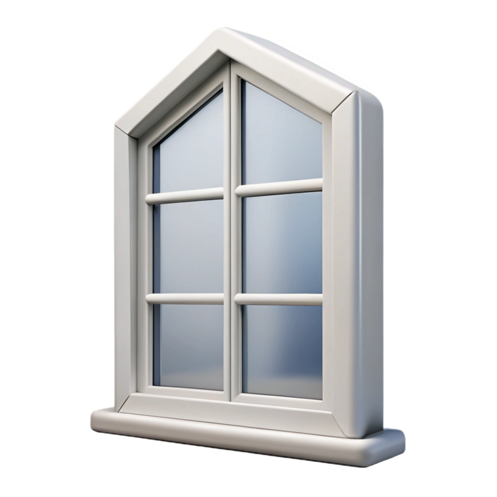distinctive avant-garde Window frame, white PVC, NO BACKGROUND with Transparent Background. premium png