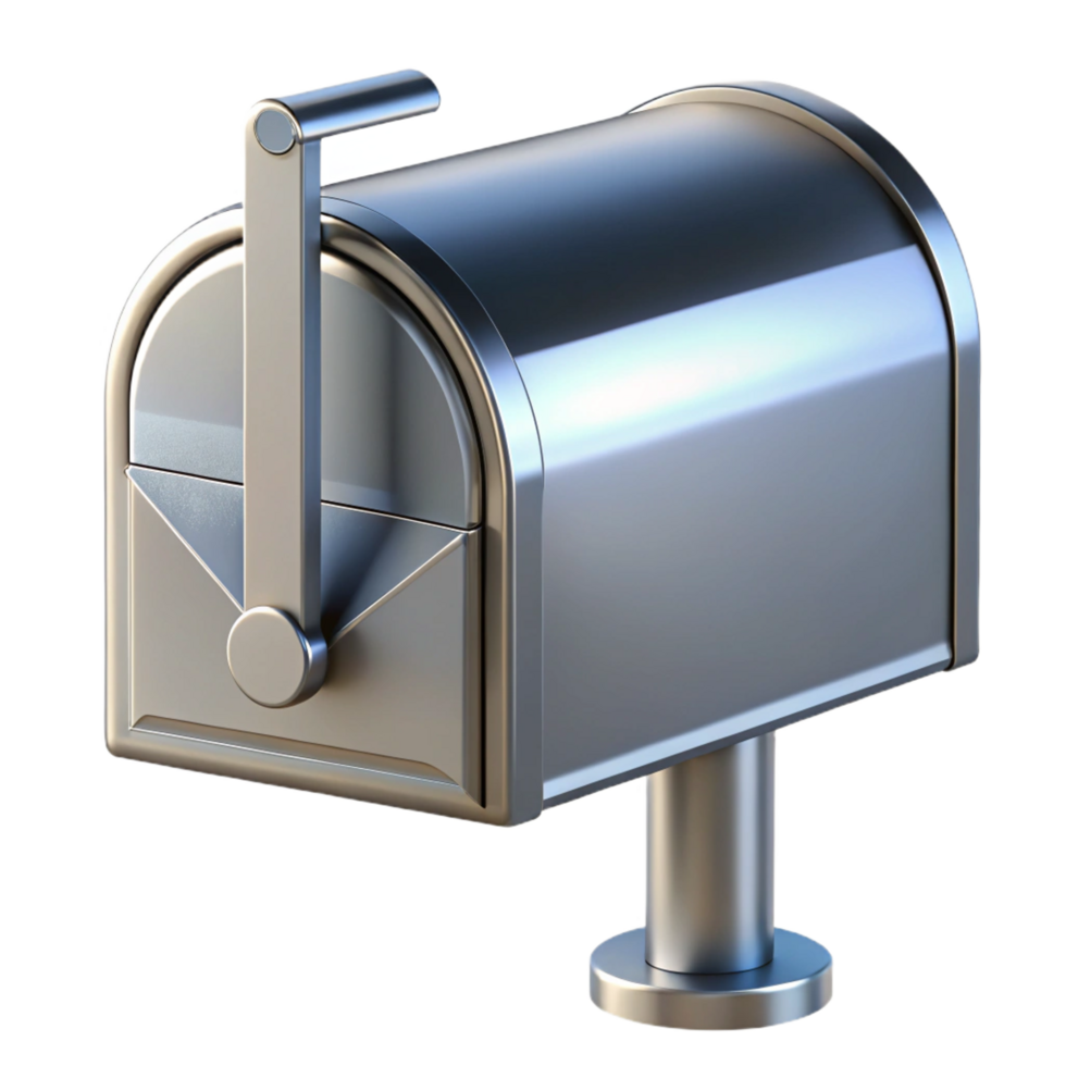 breathtaking intense organic Modern mailbox, stainless steel, NO BACKGROUND with Transparent Background. refined png