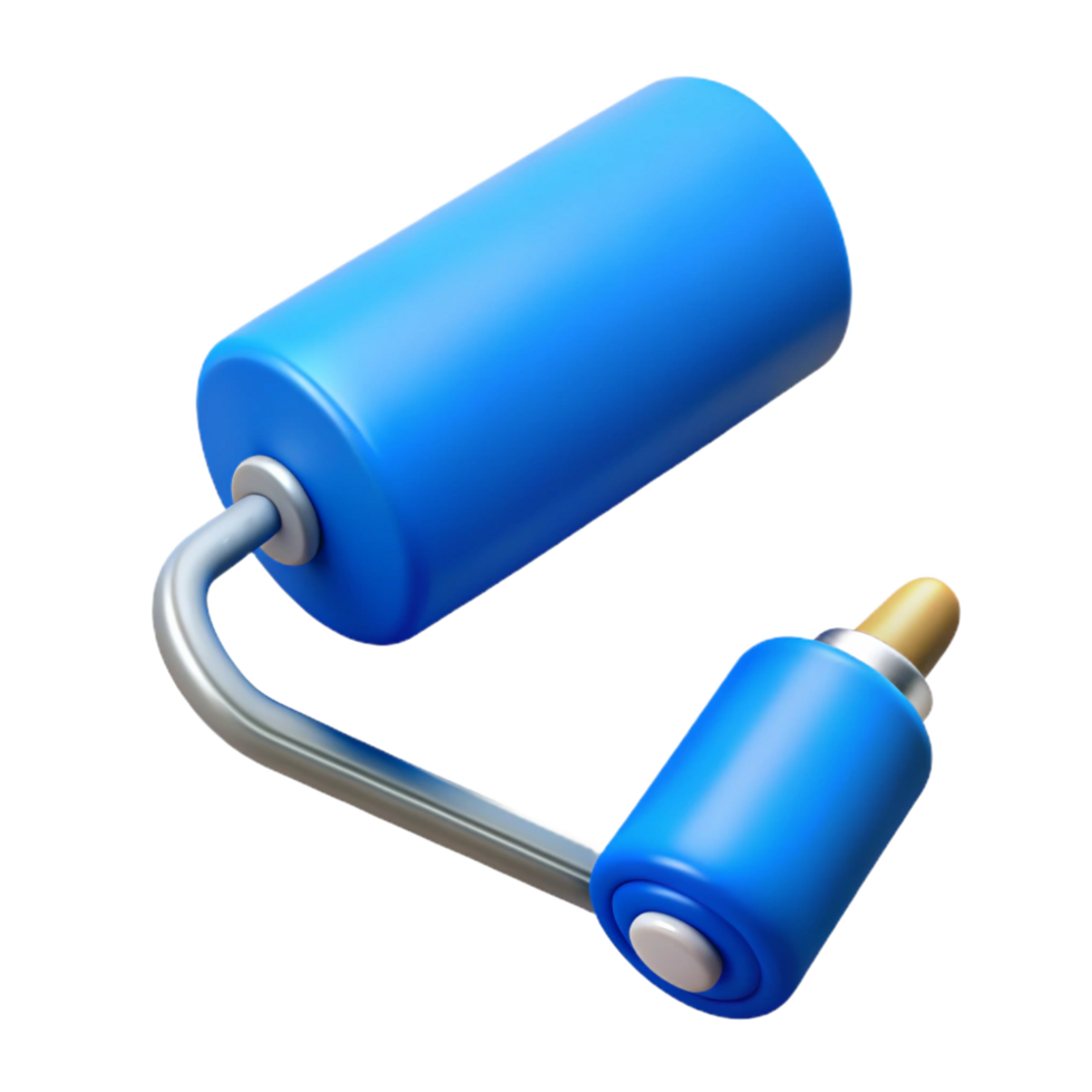 captivating iconic Paint roller with blue paint, NO BACKGROUND with Transparent Background. png