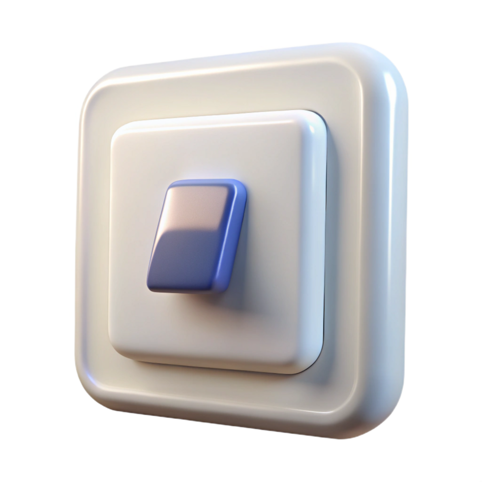 dreamy picturesque Light switch, white, NO BACKGROUND with Transparent Background. studio quality png