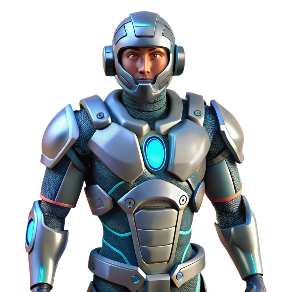 calm fascinating Advanced bionic exoskeleton suit NO BACKGROUND with Transparent Background. perfect clarity png