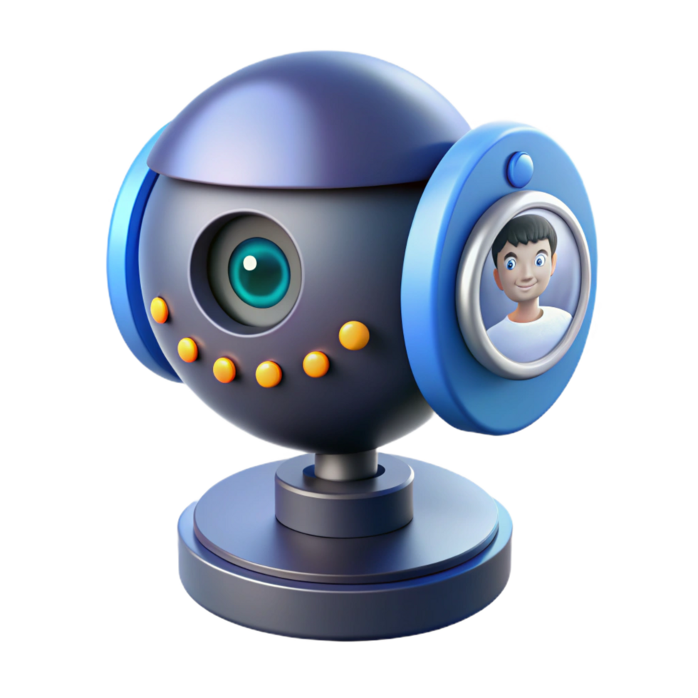 celebrated organic High-tech security camera with facial recognition software NO BACKGROUND with Transparent Background. 4K png