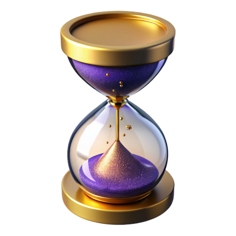 serene classic Hourglass with Falling Sand Front View Isolated professional png
