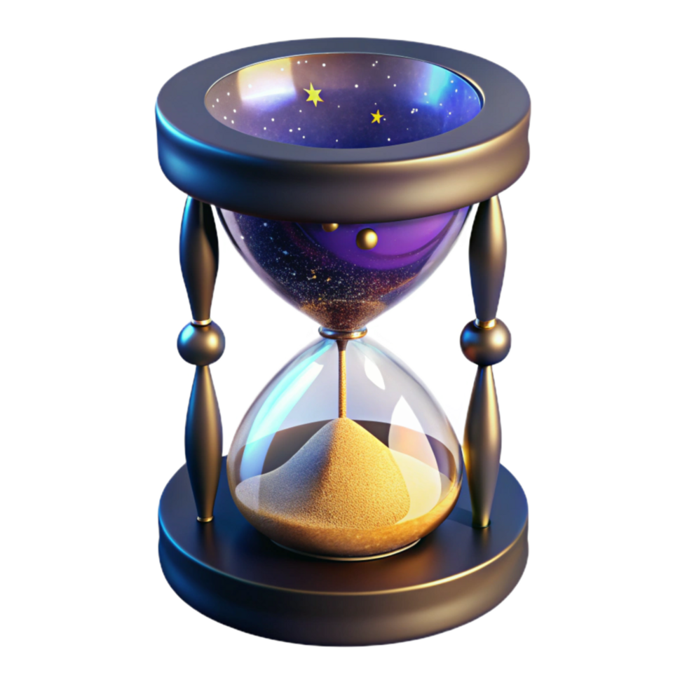 elegant contemporary Hourglass with Falling Sand Front View Isolated exclusive png
