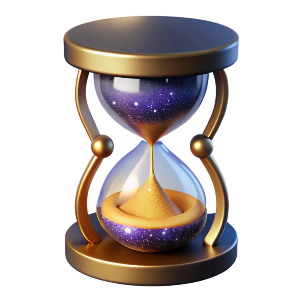 elegant creative Hourglass with Sand Flowing Slowly Isolated Element png