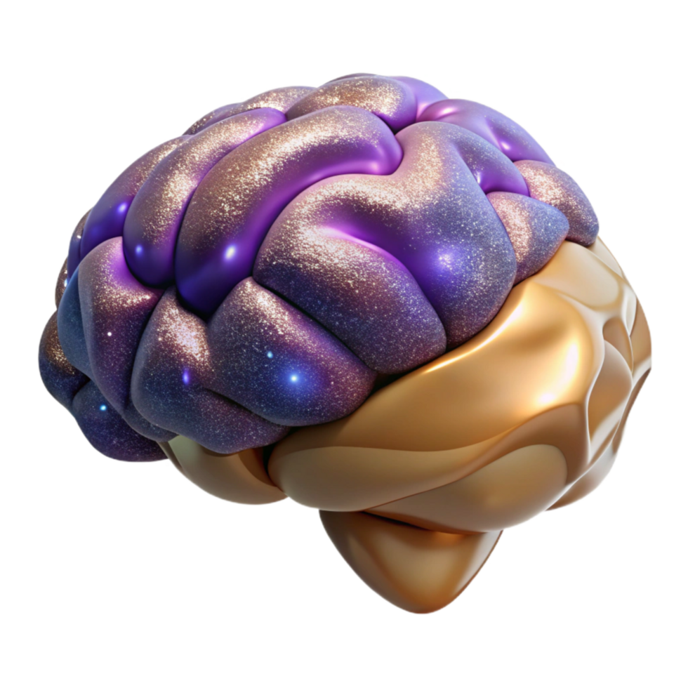 vibrant vintage Human Brain Side View Isolated detailed png