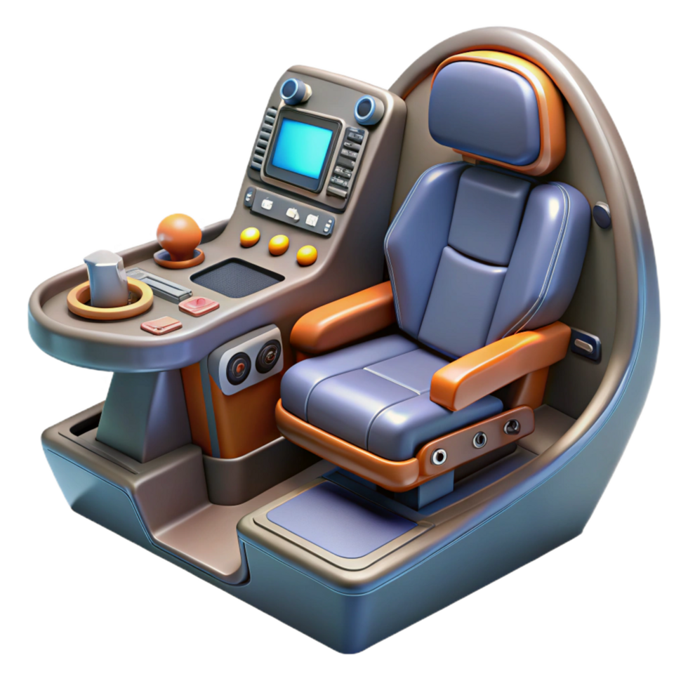 alluring industrial Highly detailed spaceship cockpit with pilot seat NO BACKGROUND with Transparent Background. masterfully captured png