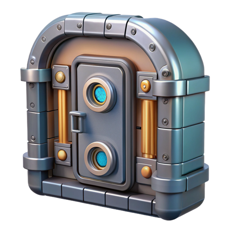 breathtaking peaceful victorian Highly detailed spaceship door with locking mechanism NO BACKGROUND with Transparent Background. masterfully captured png