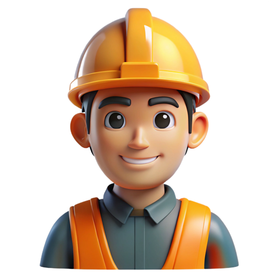 alluring dynamic contemporary Construction worker in a hard hat. NO BACKGROUND with Transparent Background. sharp png