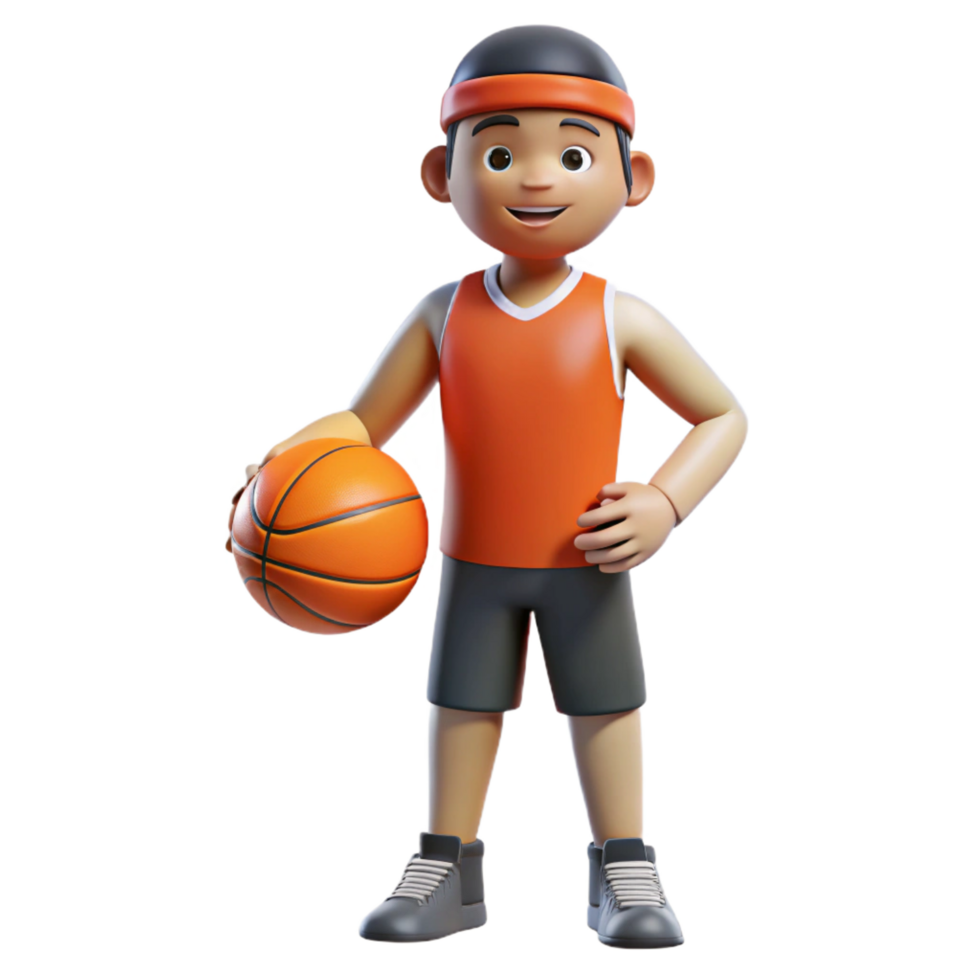 celebrated urban Athlete holding a basketball. NO BACKGROUND with Transparent Background. top-tier png