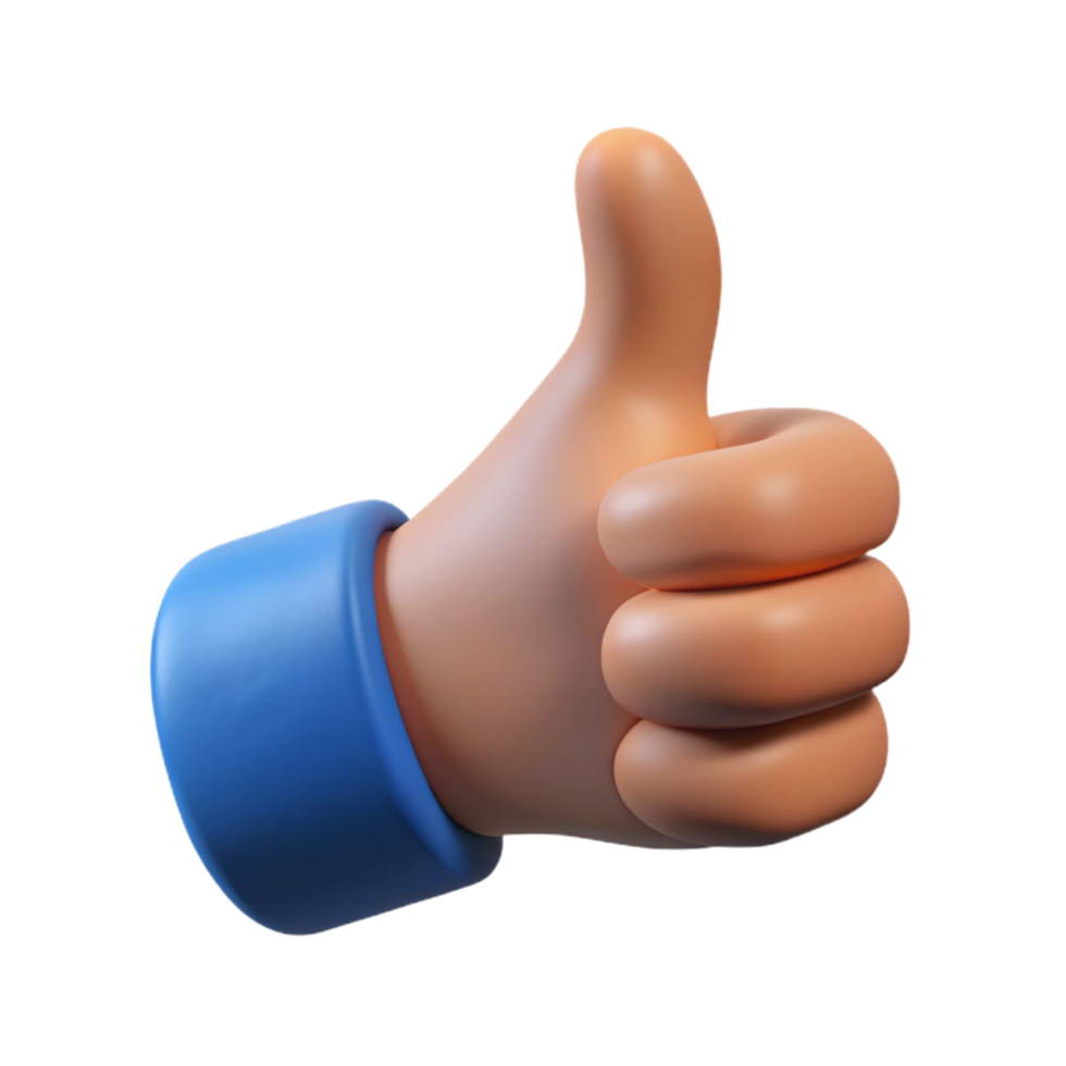 distinctive contemporary Human hand giving a thumbs up. NO BACKGROUND with Transparent Background. premium png