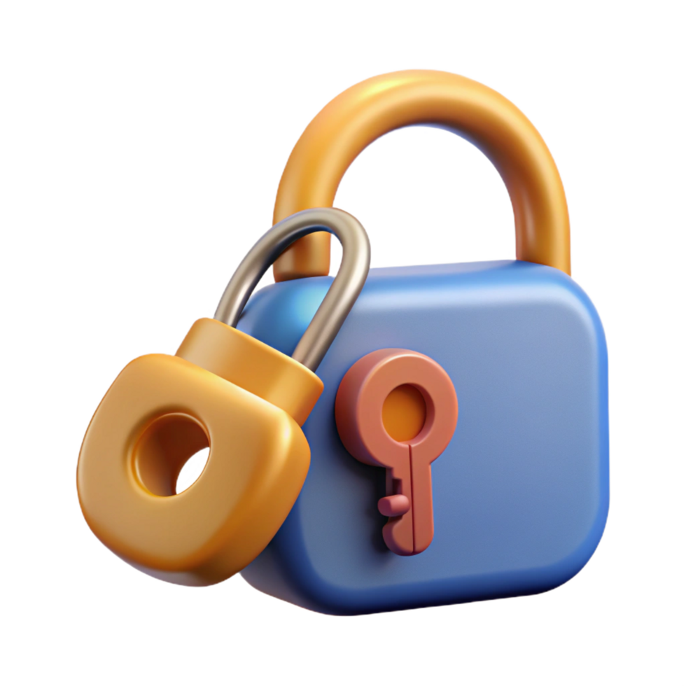 breathtaking dynamic creative Key unlocking a lock. NO BACKGROUND with Transparent Background. 8K png